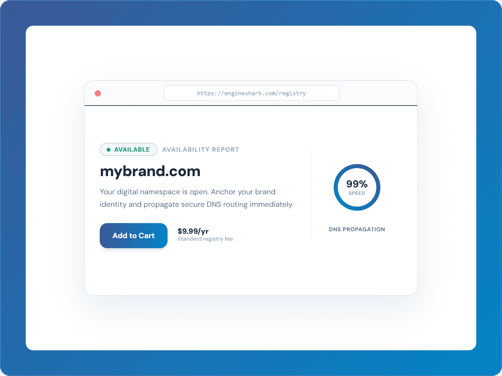 Engine Shark Domain Registry Mockup